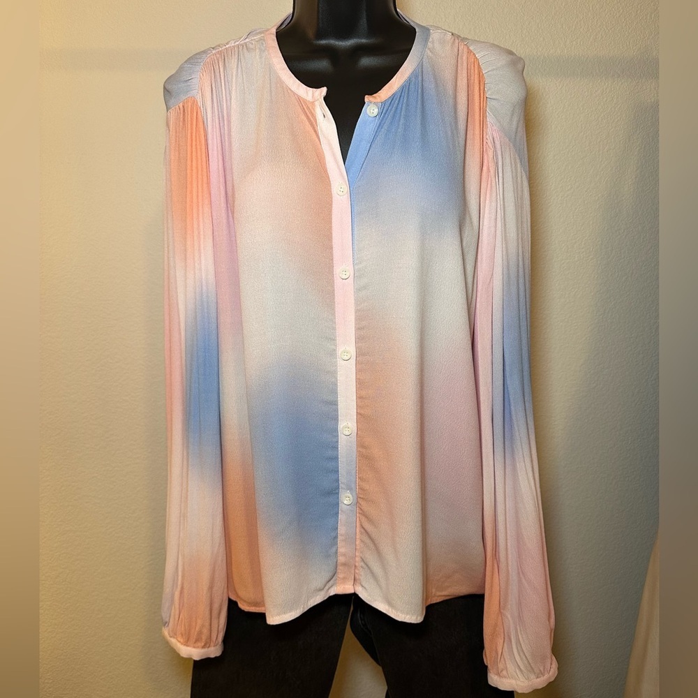 Habitual Cloud Print Button Down Blouse